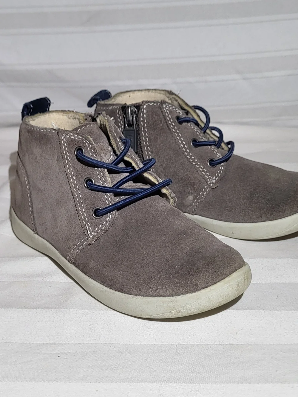 UGG Kids' Grey Suede Casual Shoes with Navy Accents